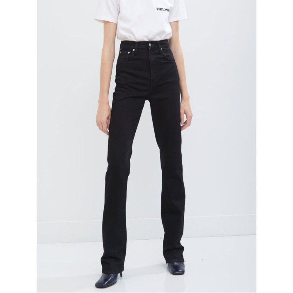 Helmut Lang Natural Black Femme Hi Bootcut Jeans Size 24 Luxury Minimal